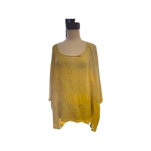 Yellow striped and polka dot tunic